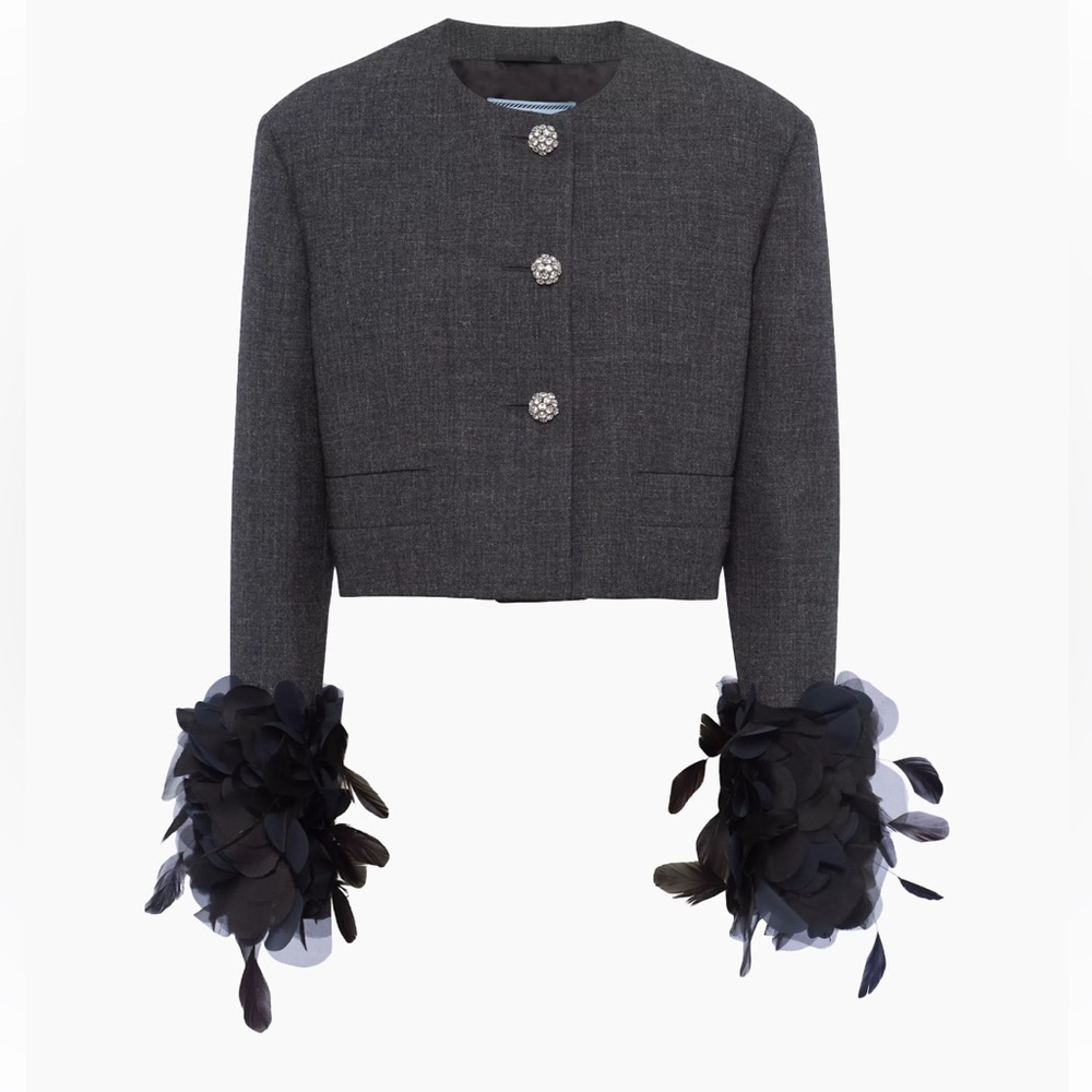 Prada Feather Trimmed Wool Jacket IT40